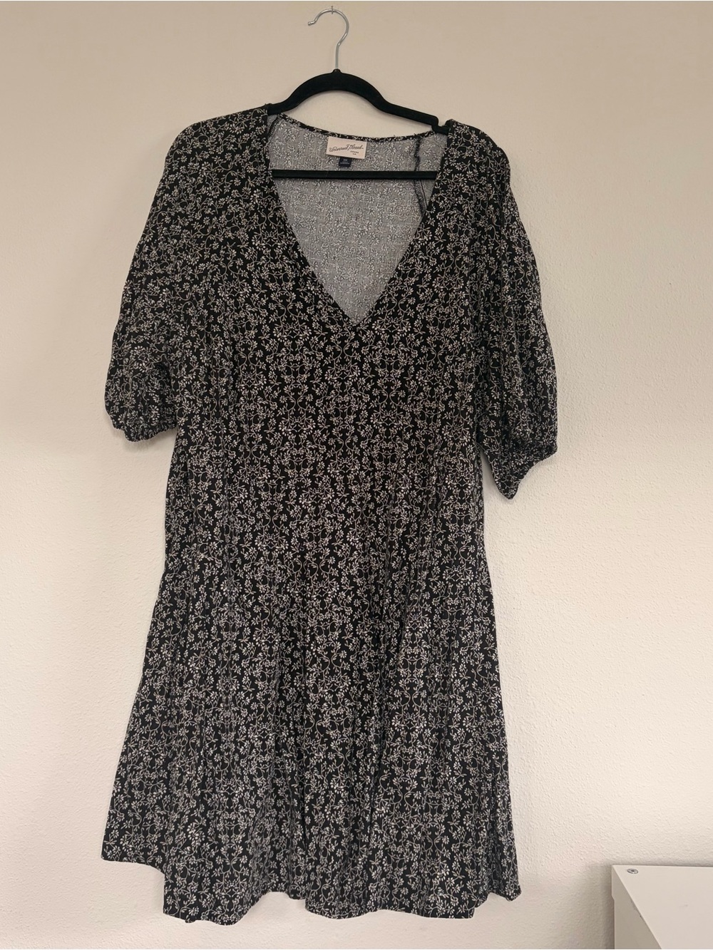 NEW Universal Thread Black Mini Dress with White Floral Print